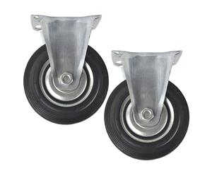 AB Tools 4" (100mm) Rubber Fixed Castor Wheels Trolley Furniture Caster (2 Pack) CST03