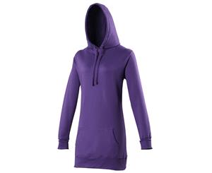 Awdis Girlie Womens Longline Hooded Sweatshirt / Hoodie (Purple) - RW167