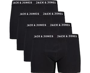 Jack & Jones Men's UKK 4 Pack Trunk Boxer Shorts Black