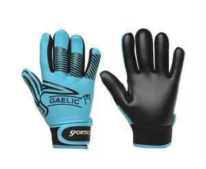 Sportech Unisex GAA Gripper Gloves Juniors - Black/Cyan Blue - Black