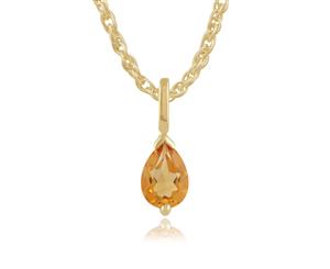 Classic Pear Citrine Pendant in 9ct Yellow Gold