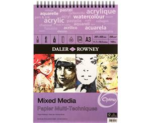 Daler-Rowney Mixed Media Spiral Pad 250gsm - A3 30 sheets