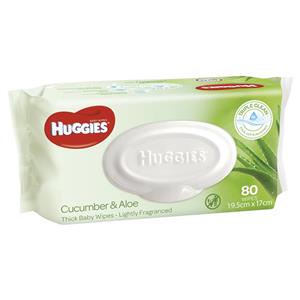 Huggies Cucumber and Aloe Baby Wipes 80 Pack