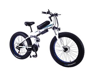 TAOCI 350W 36V LH Snow Motorized Bicycle Beach Electric Bike eBike 26" with Battery White