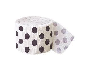 Unique Party Polka Dot Crepe Streamer (30Ft) (Black Dots) - SG5871