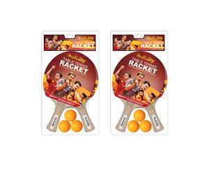 2 Pair of Double Star Table Tennis Bats and Balls Set Ping Pong Rackets for Training