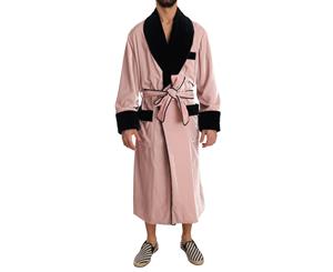 Dolce & Gabbana Silk Robe Nightgown Pink Velvet Black