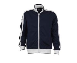 Identitee Men's Full Zip Tricot Track Top Jacket - Navy/White