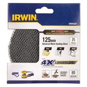 Irwin 125mm 80 Grit Orbital Sanding Disc - 25 Pack