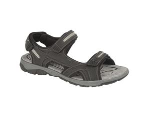 Pdq Mens 3 Touch Fastening Pig Leather Sports Sandals (Black) - DF1735