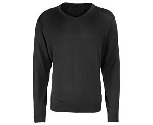 Premier Mens V-Neck Knitted Sweater (Black) - RW1131