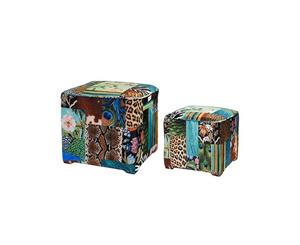 VELVET SQUARE BIRD OTTOMAN SET/2