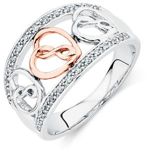 Infinitas Ring with Diamonds in 10ct Rose Gold & Sterling Silver