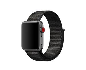 Catzon Watch Band Nylon Sport Loop Fastener Adjustable Closure Wrist Strap iwatch Series 1/2 /3/4 Black