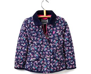 Joules Girls Newdale Warm Premium Quilt Padded Jacket Coat - French Navy Winter Ditsy