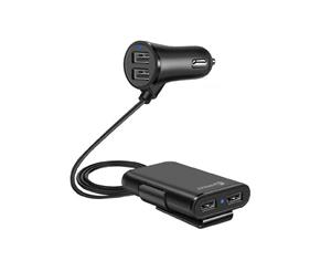 Sansai 4-Port 9.6A 5V USB In-Car Phone/Tablet Backseat Charger w/ 1.8m Cable