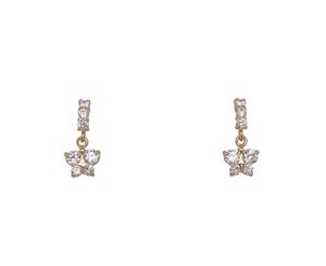 Bevilles Girls 9ct Yellow Gold Cubic Zirconia Butterfly Drop Earrings