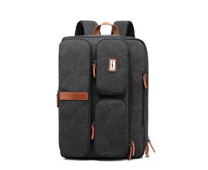 CoolBELL Mens 17.3 Inch Convertible Laptop Backpack-Canvas Black