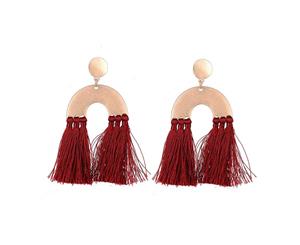 Jewelcity Sunkissed Womens/Ladies Antique Style Tassel Earrings (Burgundy/Gold) - JW979