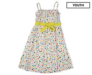 Moschino Girls' Multicolour Belted Dress - White/Multi