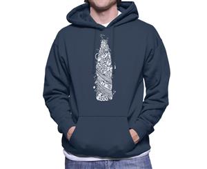 Pepsi White Doodle Bottle Men's Hooded Sweatshirt - Navy Blue