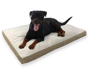 Extra Large Orthopedic Shredded Memory Foam Dog Bed - Khaki/White - Water Resistant Inner Liner