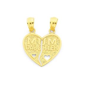 9ct Gold Heart 'Mum & Daughter' Share Pendant