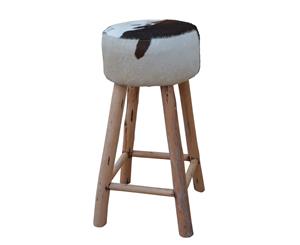 COWHIDE HARDWOOD BAR STOOL