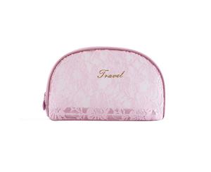 Flower Lace Pattern Travel Cosmetic Bag Toiletry Clutch - Pink