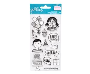 Pebbles - Happy Cake Day Collection - Clear Acrylic Stamp Set