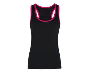 Tri Dri Womens/Ladies Panelled Fitness Sleeveless Vest (Black / Hot Pink) - RW4801